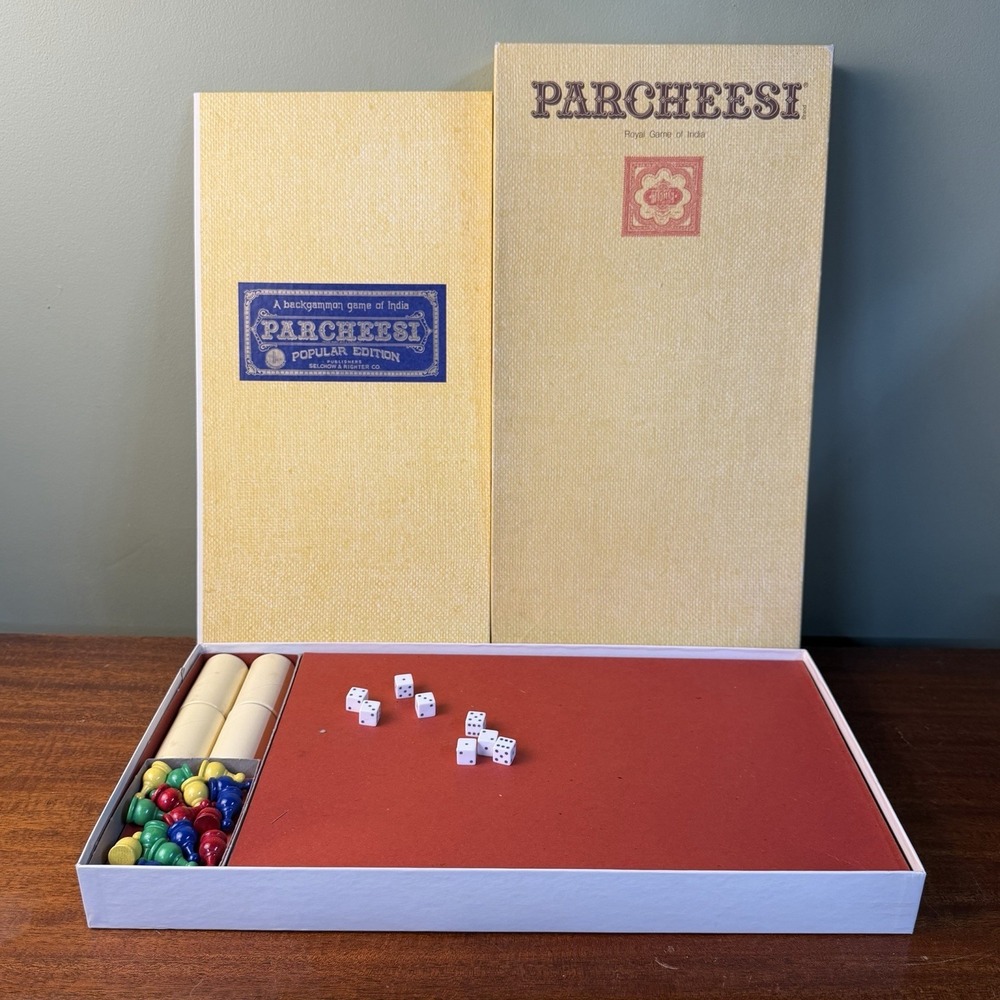 Parcheesi Royal Game of India Board Vintage Selchow & Righter COMPLETE & NICE